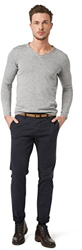 TOM TAILOR Herren Travis Regular Chino mit Gürtel 1007867, 11914 - Outer Space Blue, 32W / 34L