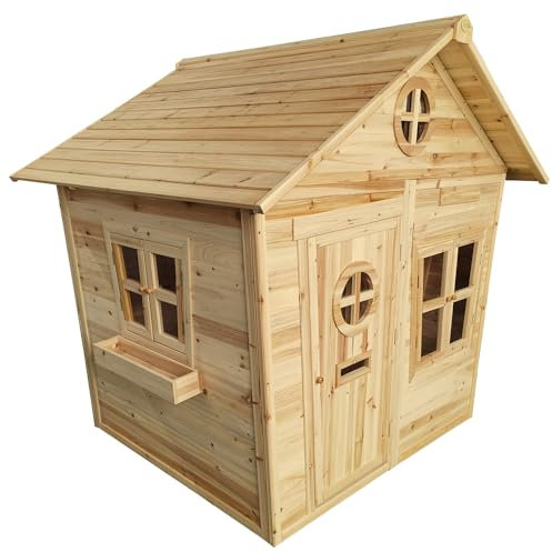 Big Game Hunters 6 x 5 Redwood Mansion Wooden Playhouse – Painted Large Wendy House with Letterbox