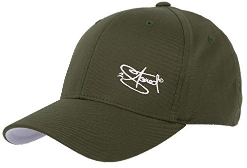 2Stoned Flexfit Baseball Cap Classic Oliv mit Stick Größe S/M (56 cm - 58 cm) für Damen, Herren und Jugendliche