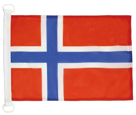 AZ FLAG Bandera Nautica de Noruega 45x30 cm - Pabellón de Conveniencia Noruega 30 x 45 Cm, Bandera de Barco con anillas