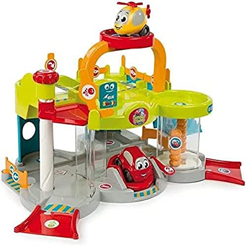 Smoby - Vroom Planet Premier Garage - 2 Niveaux + Ascenseur et Héliport - 1 Voiture + 1 Hélicoptère Inclus - Jouet pour Enfant dès 18 Mois - 120402