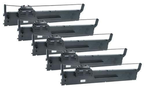 vhbw 5x Farbband Schriftband kompatibel mit Epson PLQ 20 | PLQ20, PLQ 20 D, PLQ 20 CS, PLQ 20 DM Nadeldrucker, Bondrucker - Schwarz
