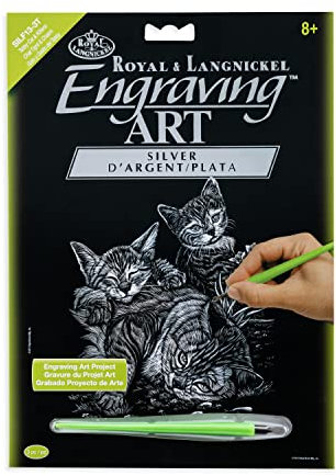 Royal & Langnickel SILF13 - Engraving Art/Kratzbilder, DIN A4, Katze und Kätzchen, silber