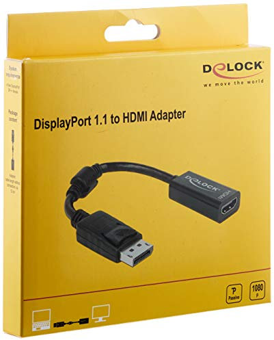 Delock Adapter DisplayPort 1.1 Stecker > HDMI Buchse Passiv schwarz