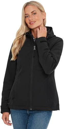 TOG24 Keld Lightweight Long Womens Softshell Jacket, Windproof, Showerproof Zip Up Outdoor Jacket with Hood, Fleece Lined For Warmth, Ideal for hiking, walking and everyday use