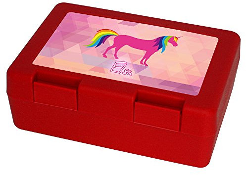 Brotdose mit Namen ELSA und süßem Einhorn-Motiv mit Regenbogen-Schweif für Mädchen - Brotbox - Vesperdose - Vesperbox - Brotzeitdose mit Vornamen