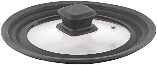 Rosenstein & Söhne Topfdeckel: Universal-Silikonrand-Glasdeckel für Töpfe & Pfannen mit Ø 16-20 cm (Universal Topfdeckel Silikon, Silikondeckel Töpfe, Küchenhelfer)