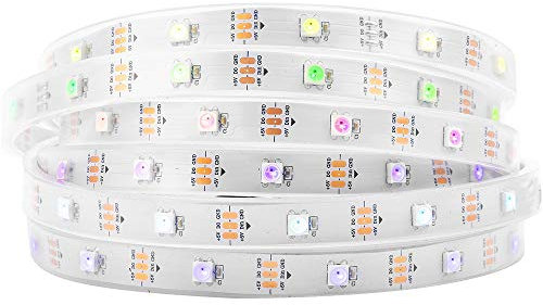 BTF-LIGHTING WS2812B GRB IC 5M 30LEDs/M 150LEDs Individuell adressierbar 5050SMD LED Streifen Schwarz PCB Nur DC5V IP67 Wasserdicht Vollfarbig Flexibel Traumfarbe LED Pixel Strip für Innen dekoration