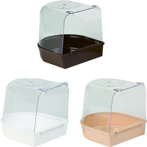 Flamingo Bain pour oiseaux avec marche Blanc - 14x13,2x14cm - Avec crochets de suspension et support