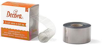 Decora 0160758 Tortenrandfolie aus PVC Rolle 50 m X H 50 mm, Durchsichtig