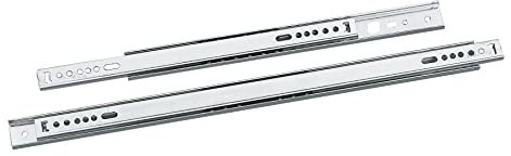 Amig - Set mit 2 Schiebeschienen aus verzinktem Stahl Mod. 26 für Möbelschubladen, Schubladen oder Schränke | Teilweise Entfernung | Tragkraft: 25 kg/Paar | Maße: 182 x 27 mm