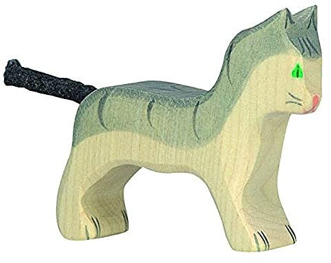 Holztiger Katze, klein, grau, 80056