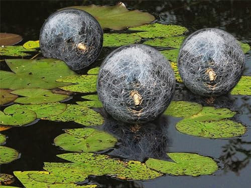 BURI Schwimmende LED Solar Glaskugeln 3er-Set Teichdeko Gartendeko Schwimmkugel
