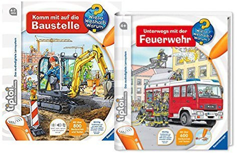 Ravensburger tiptoi Set - Unterwegs mit der Feuerwehr und Komm mit auf die Baustelle - 9120063892082