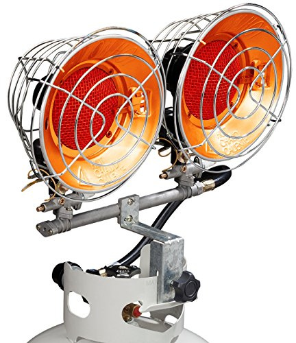 Avenger FBDTP30 Infra-Red Tank Top Outdoor Heater for Use with Propane Gas Tanks for Camping, Patios, and More, Double Burner, 30,000 BTU, Silver