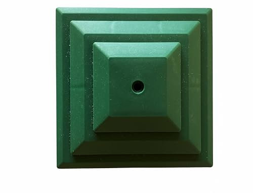 Pack of 10 Green Plastic Fence Posts Caps for a 4 (100mm), Fence Post. UK Made, Rot Proof. (GT0049). Free UK Postage