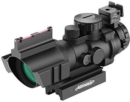 AOMEKIE Zielfernrohr 4x32mm mit Fiberoptic und 22mm Schiene Airsoft Red Dot Visier Sight Leuchtpunktvisier Rotpunktvisier für Jagd Softair und Armbrust