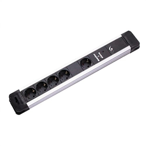 BACHMANN 330.106 Steckdosenleiste CONNECTUS mit 4 Plus 1x Schutzkontaktsteckdosen, Master- and Slave und 2,0 m Zuleitung, Schwarz