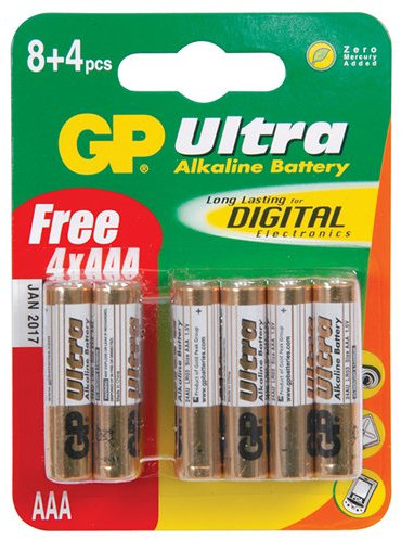 GP AAA 1.5V Plus Ultra High Performance Alkaline Battery [12 Pack]