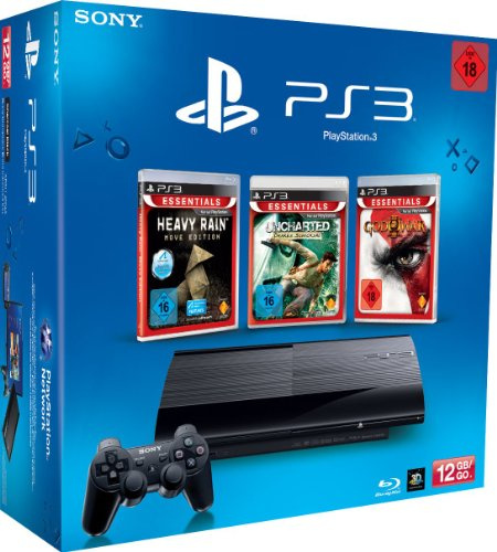 Console PS3 Ultra slim 12 Gb + God of War 3 - essentials + Heavy Rain - essentials + Uncharted : Drake's Schicksal - essentials [import allemand]