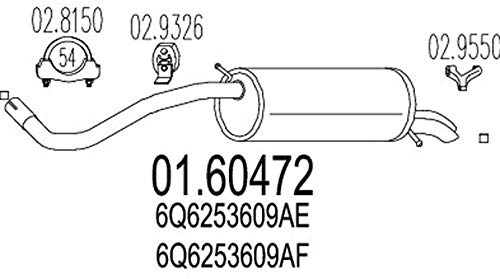 MTS 01.60472 Endschalldämpfer Endtopf 1200mm 9,271kg