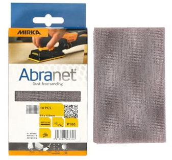 Mirka Abranet net sandpaper strips 81x133 mm Hook & loop/Grit P240 / 10 pcs/for sanding wood, filler, varnish, plastic / AE178F1025