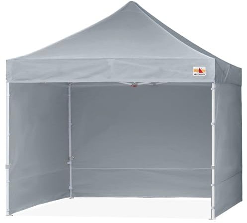 ABCCANOPY 2.5x2.5M Pop Up Gazebo With Side Panels and Door Wall Commercial Shelters Instant Shade And Block Rain, Bonus Upgraded Roller Bag, 4 Weight Bags, Stakes and Ropes(Grey)