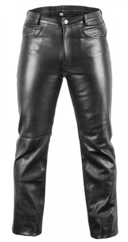 MDM Lederjeans Bikerjeans Lederhose in schwarz