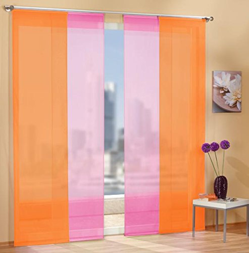 Gardinen Set, 2 x Flächenvorhang Schiebegardine mit Zubehör, Orange, 2 x Flächenvorhang Schiebegardine mit Zubehör, Rosa, 8558985589