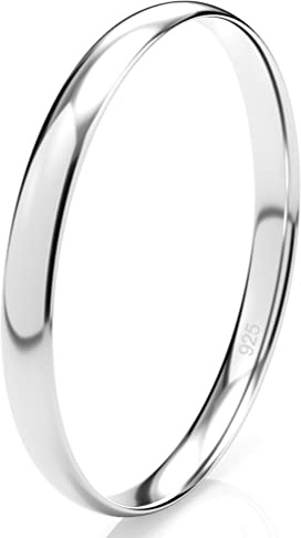 Metal Factory 2MM Sterling Silver High Polish Plain Dome Tarnish Resistant Comfort Fit Wedding Band Ring Sz 8