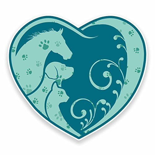 2 x 10cm Horse Dog Cat Heart Paw Print Vinyl Sticker Laptop Animal Girls #9649 (10cm Wide x 9cm High)