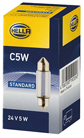 HELLA 8GM 002 092-241 Glühlampe - C5W - Heavy Duty - 24V - 5W - Sockelausführung: SV8,5-8 - Schachtel - Menge: 10