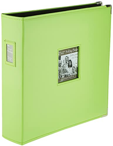 Pioneer Photo Albums Jumbo 12x12 Sewn Leatherette Frame Cover 3-Ring Binder Scrapbook, Lime Green