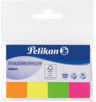Pelikan 200253 Pagemarker Transparent, 20 x 50 mm, 4 x 50 Blatt, neon mix