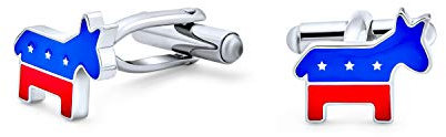 Patriotische Amerikanische Usa Rot Weiß Blau Tier Esel Hemd Manschettenknöpfe Für Männer Symbol Der Demokraten Symbol Partei Politische Emaille Drei Ton Silber Ton Edelstahl Scharnier Bullet Back