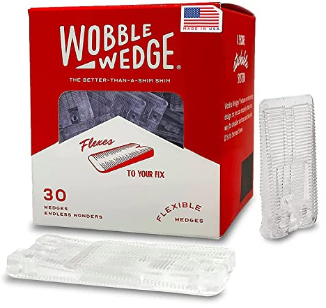 Wobble Wedges Flexible Plastic Shims - Leveling Shims for Home Improvement, Furniture Levelers, Table, and Toilet for Leveling - Made in USA Plastic Wedges Shim for Appliances (Clear, 30-Pack)