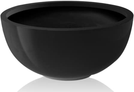 Primrose Garden Outdoor Fibreglass High Gloss Black Low Bowl Planter 72cm (28.3in)