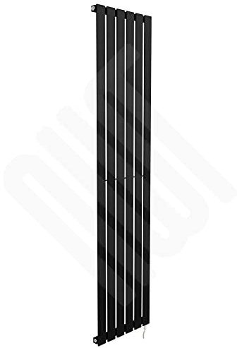 Corwen Black Electric Vertical Radiators - PRE FILLED - 440mm (w) x 1850mm (h) Corwen Black - 800W