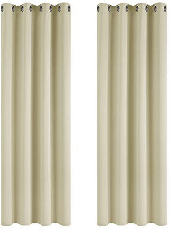 Deconovo Kälteschutzvorhang Blickdicht Verdunkelungsvorhang Kälteschutz Gardinen Kinderzimmer, 229x117cm(HöhexBreite), Beige, 2er Set