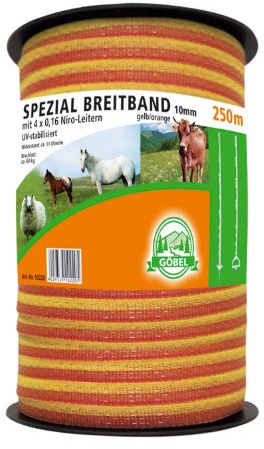 Weidezaunband - Herkules-Breitband 10 mm 250 m gelb/orange