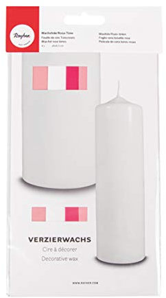 Rayher 31449000 Verzierwachs, Rosa-Töne, Set 4 Verzierwachsplatten, je 20 x 6,5 cm, Wachs zum Kerzen verzieren, Kerzenwachs, Wachsfolie