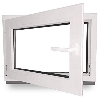Kellerfenster - Kunststoff - Fenster - innen weiß/außen weiß - BxH: 90 x 50 cm - 900 x 500 mm - DIN Links - 2 fach Verglasung - 60 mm Profil