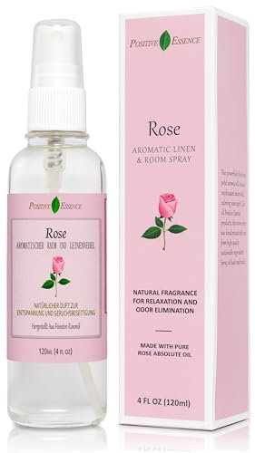 Rosen Raumspray und Lufterfrischer, hergestellt aus reinem ätherischen Rosenöl, 100% natürliches Duftspray, entspannender Raumduft, Schlafspray, Kissenspray (120 mL)
