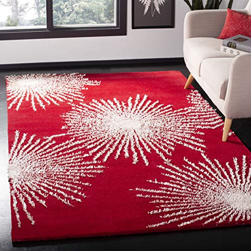 SAFAVIEH Zeitgenössische Teppich für Wohnzimmer, Esszimmer, Schlafzimmer - Soho Collection, Kurzer Flor, Dunkelblau und Elfenbein, 107 X 168 cm