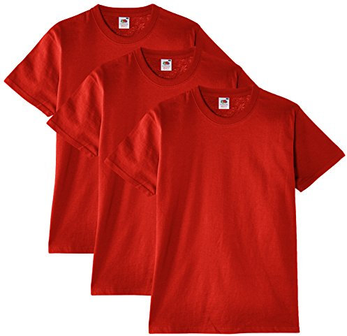 Fruit of the Loom - Heavy Cotton - T- Shirt (Lot de 3) - Homme - Rouge (Red 40) - Taille: 2XL