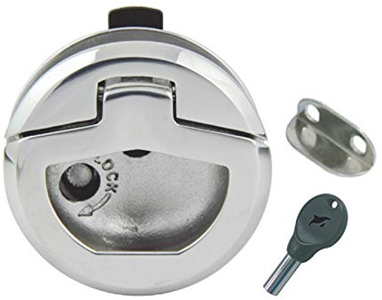 Yacht Steel Edelstahl Bodenheber/Einlassgriff mit Schloss, rund, 57mm AISI316/A4