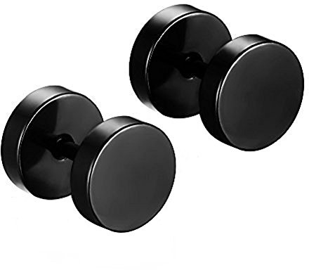 Aituo unisex - cool 2pcs punk gotischen edelstahl - runde - mens hanteln ohr diamanten ohrringe kombination (3 + 4 mm + 5 mm, 3 paar (schwarz) (5810)