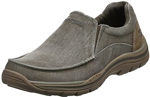 Skechers Mocasines Avillo de Ajuste Relajado para Hombre, Caqui, 11 X-Wide