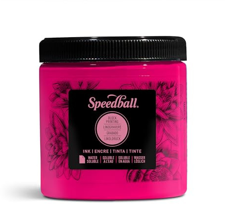 Speedball 3810 Water Soluble Block Printing Ink – Bold Color With Satin Finish AP Non-toxic 8 Fl. Oz., Magenta