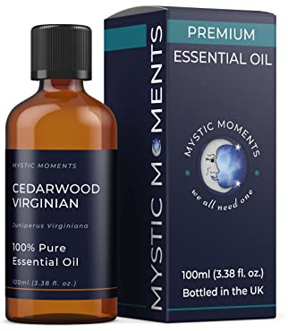 Mystic Moments | Cedarwood Virginian Essential Oil 100ml | Juniperus virginiana | Woody Aromatic & Calming Base Note | Ideal for Diffusers, Aromatherapy & Relaxation